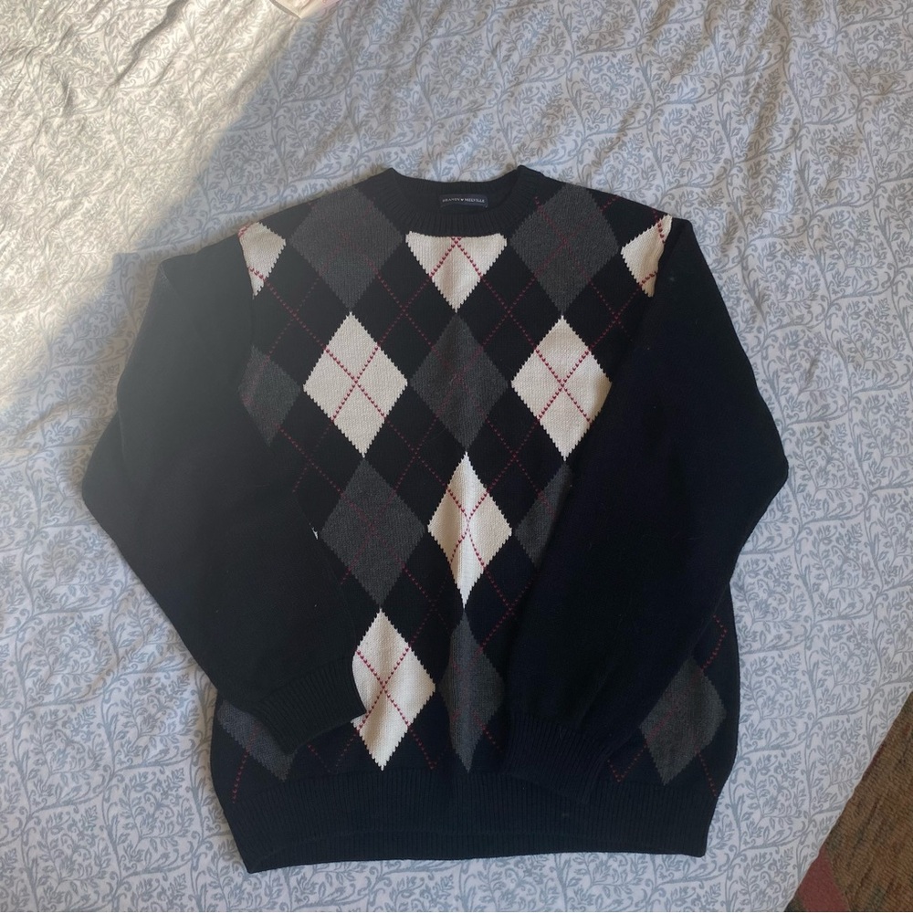 Brandy Melville Black Argyle Sweater